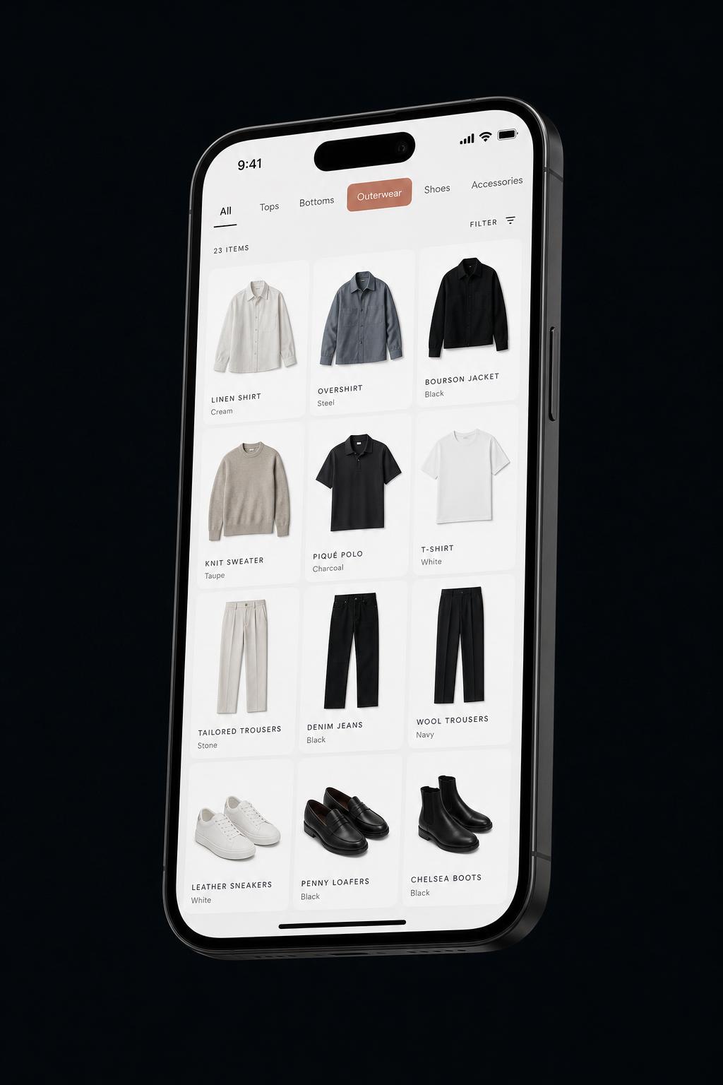 Digital Wardrobe — The Style List app screen